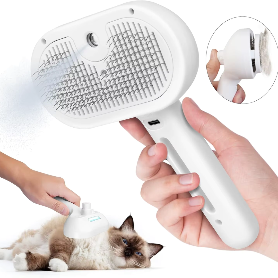 Escova Autolimpante ™ – Remove Pelos com Spray e Massagem para Pets