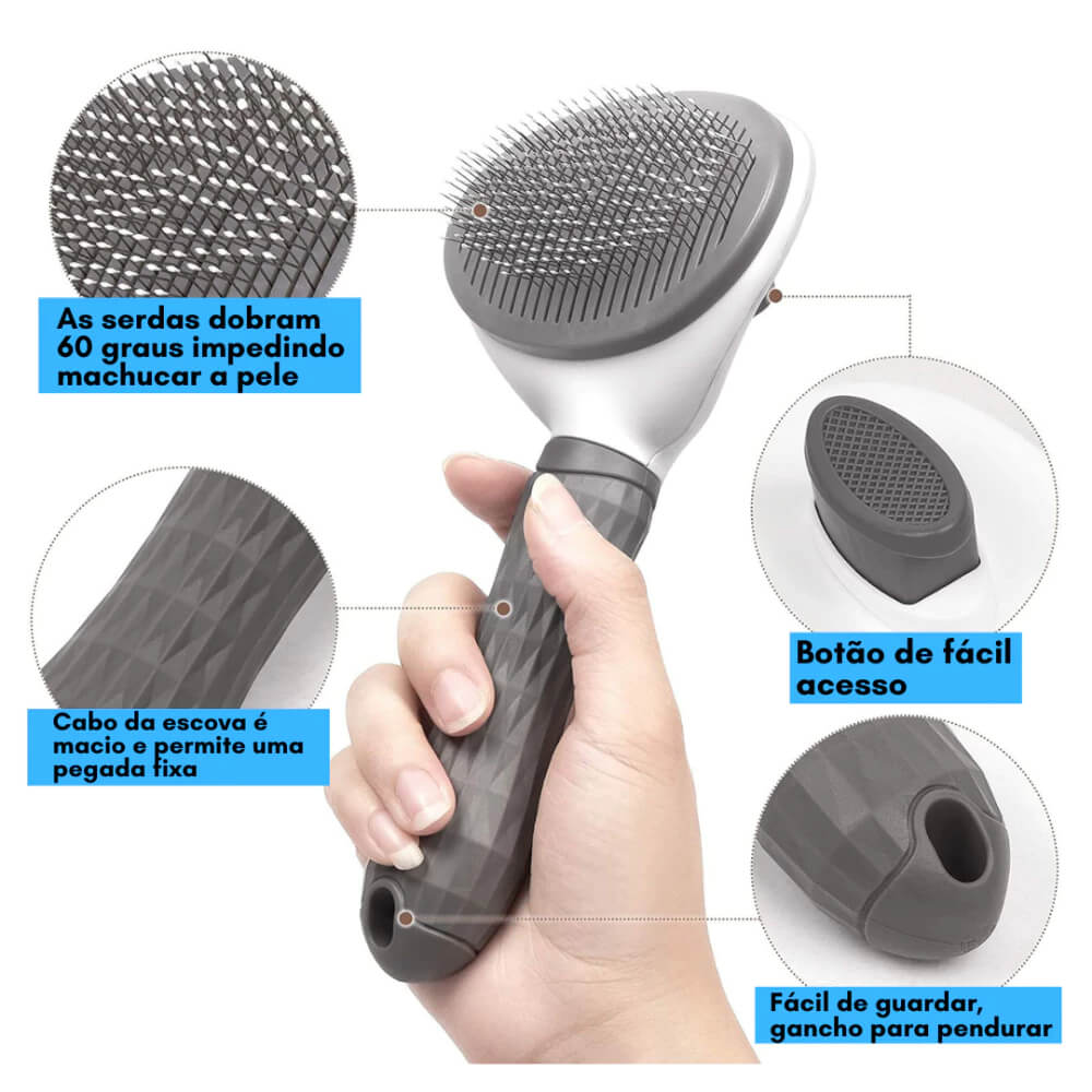 Escova Pente Pet em Plástico e Metal ™ | Remove Pelos com Conforto